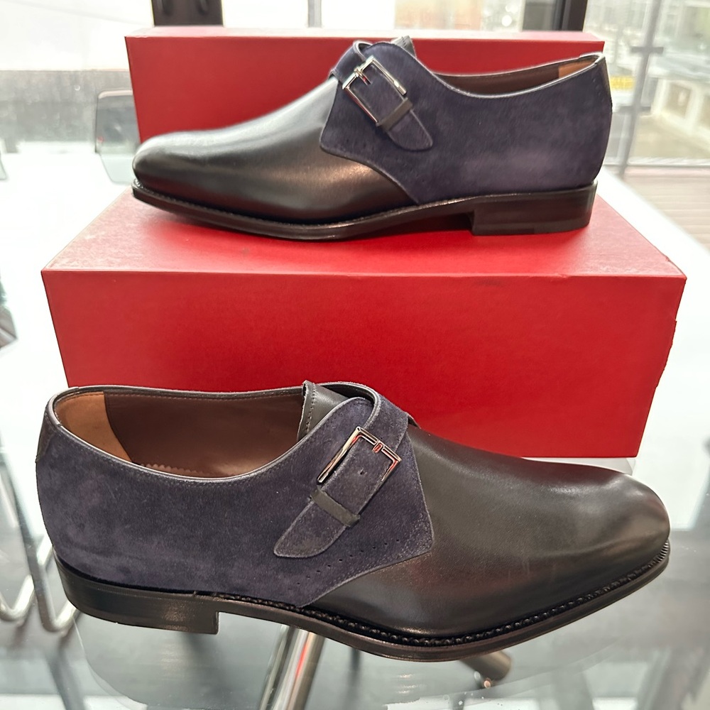 Suede & Leather Monk Strap Shoes